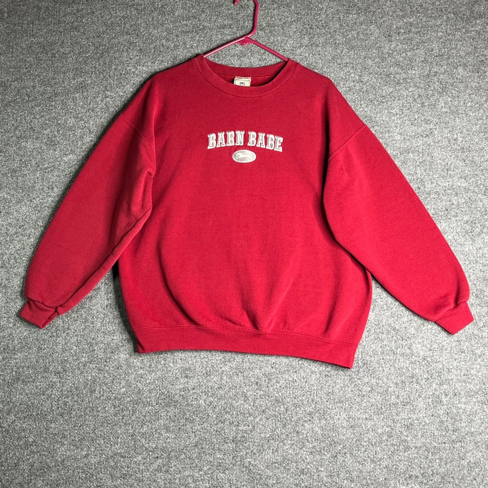 Vintage Lee Heavyweight Barn Babe Horse Embroidered Sweatshirt Crewneck XL Red